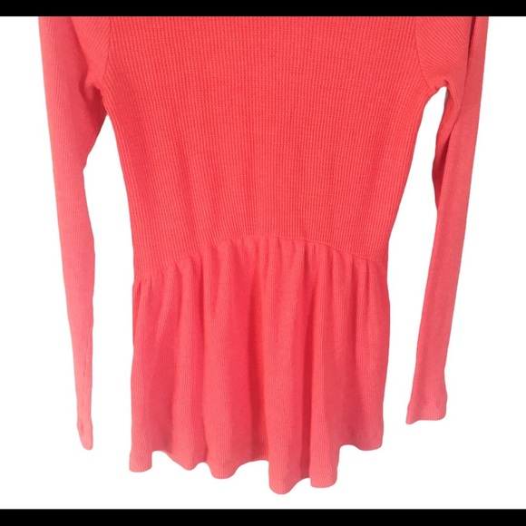 T.LA. Anthropologie Waffle Knit Henley Tunic Top With V Cut Orange Sz XS - Picture 13 of 14